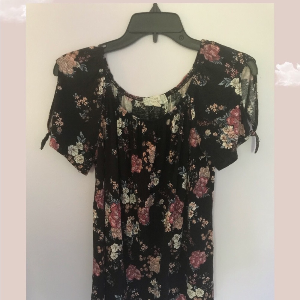 Black floral blouse